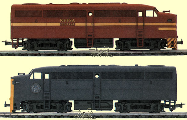 Os ferreomodelos de locomotiva Alco FA1 lançados pela Frateschi em 1989