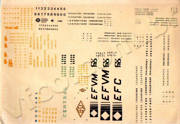 Folha de Decalques LAF “Locomotivas & Numberboards”, encomendada pelas lojas de ferreomodelismo em 1991