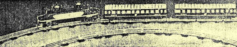Trem Elétrico Atma CA (corrente alternada) com terceiro trilho e dormentes muito espaçados, no catálogo da Casa Hermes