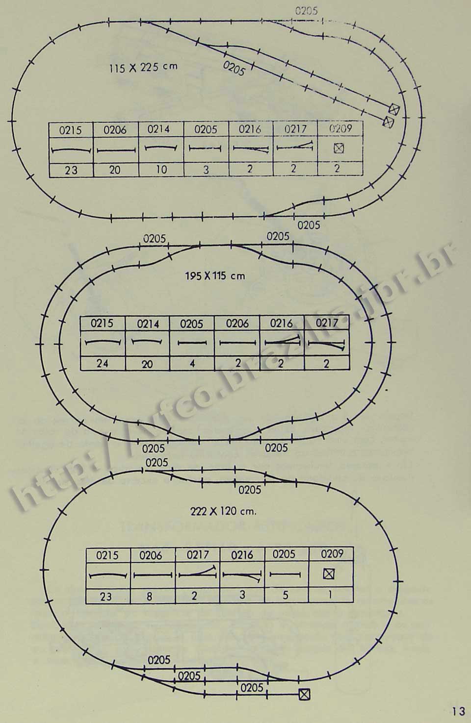 Sugestões de traçados para maquetes na Página 13 do manual "Como montar e operar seu trem elétrico Atma" para maquete de ferreomodelismo