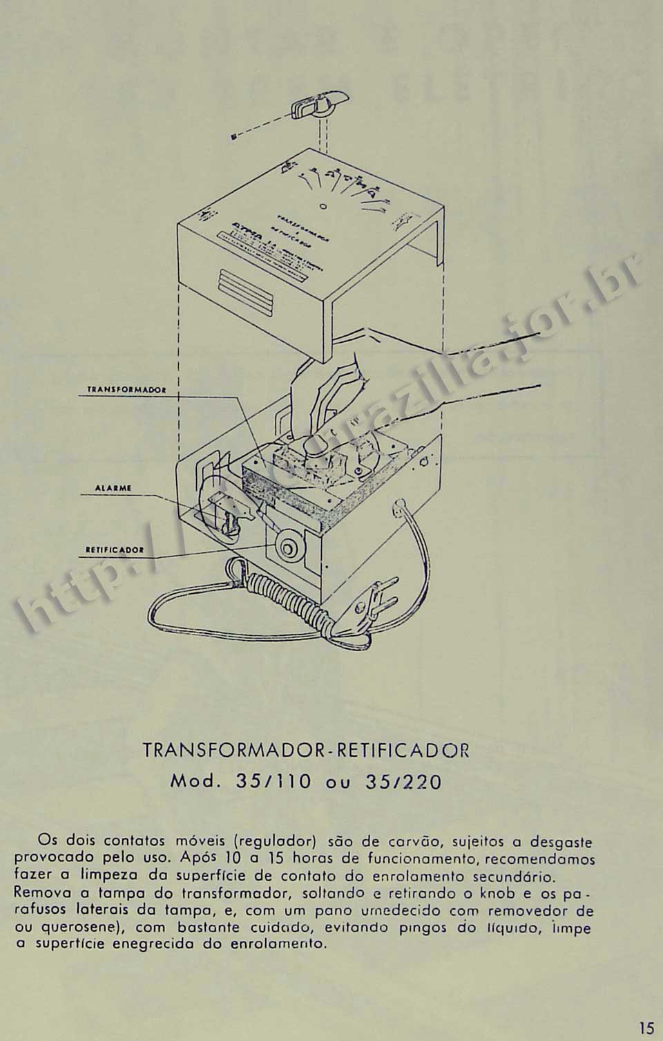 Orientações de manutenção do controlador, na Página 15 do manual "Como montar e operar seu trem elétrico Atma" para maquete de ferreomodelismo