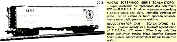 Vagão isotérmico ICC RFFSA “Scala d’Oro” no Catálogo Frateschi de 1984