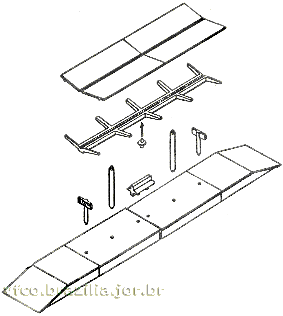 Esquema de montagem da plataforma ferroviária da Frateschi para maquetes de ferreomodelismo