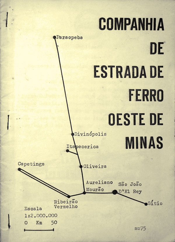 Capa do livreto sobre a Estrada de Ferro Oeste de Minas, publicado em 1975 pela Sociedade Brasileira de Ferreomodelismo