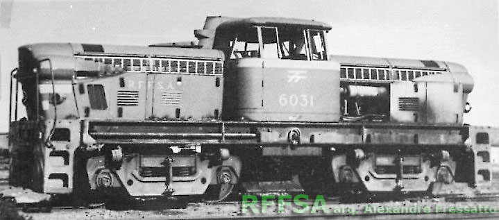 Locomotiva GMDH1 nº 6031 RFFSA já em mau estado de conservação, infelizmente sem data