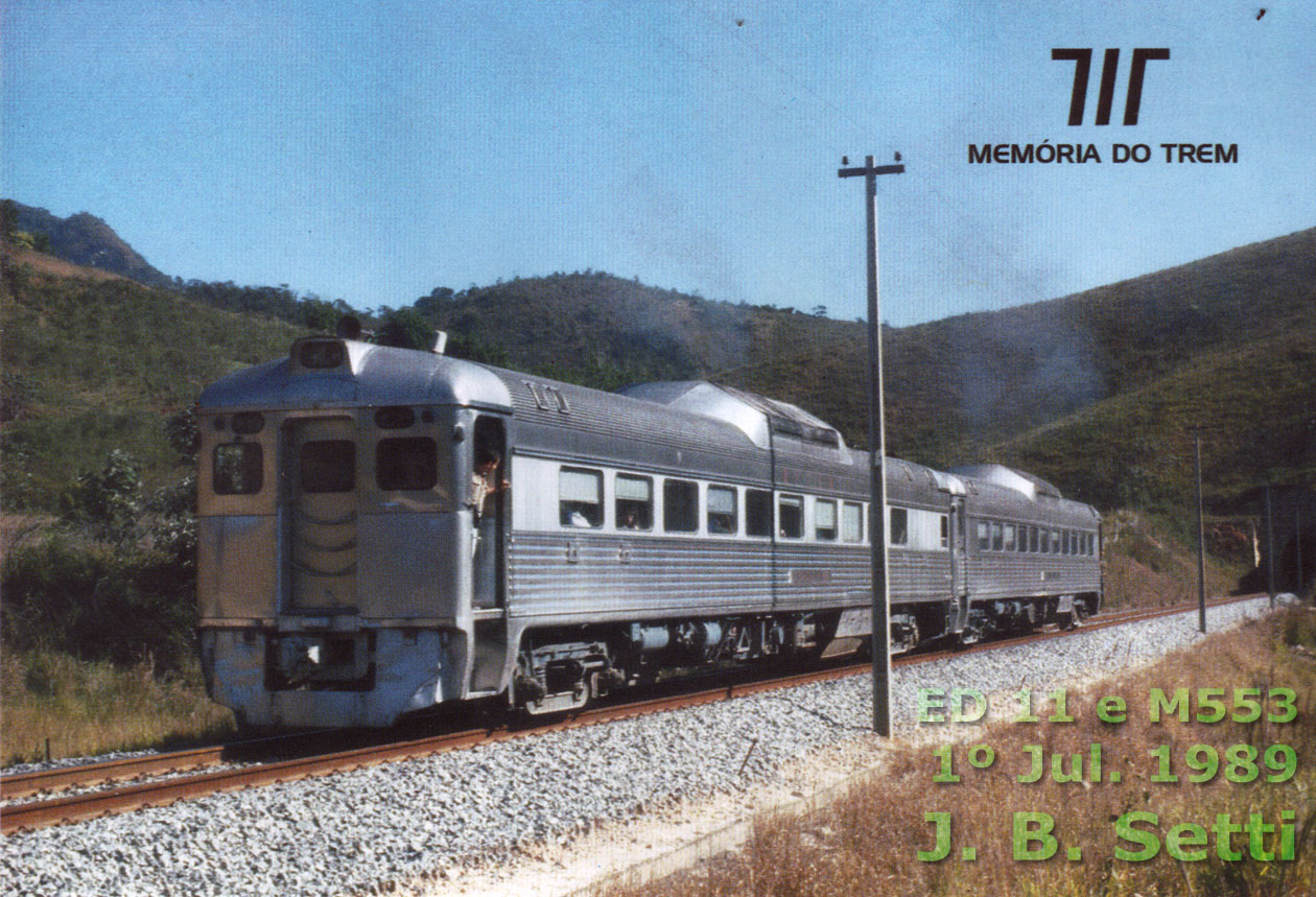 Automotrizes (RDC) Budd ED-11 e M-533 RFFSA na Ferrovia do Aço em 1º Jul. 1989