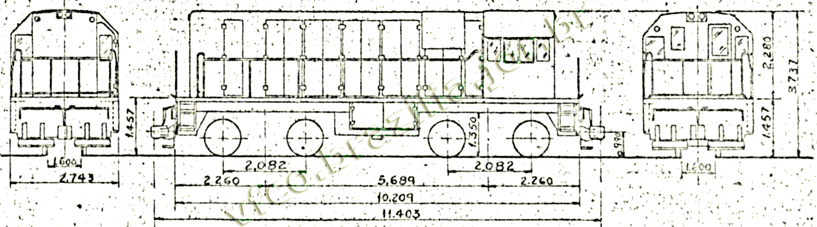 Desenho e medidas da Locomotiva U-5B