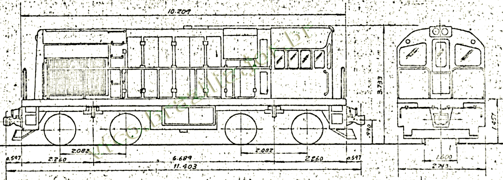 Desenho e medidas da Locomotiva U-6B