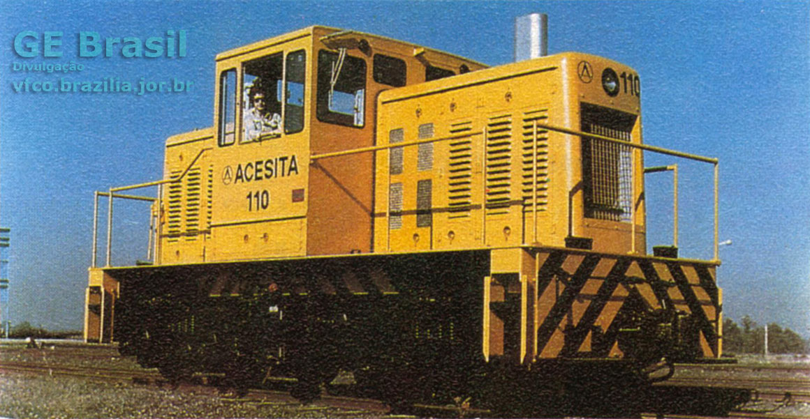 Locomotiva GE 45 toneladas construída pela GE-Brasil para a siderúrgica Acesita