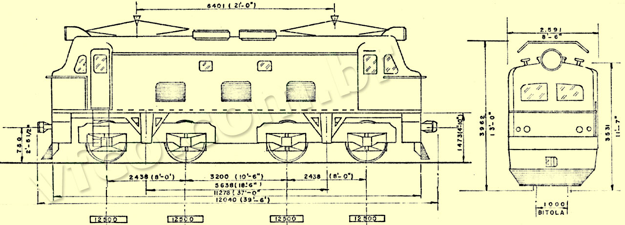 Desenho e medidas das locomotivas elétricas Metropolitan Vickers da antiga SR2 RFFSA