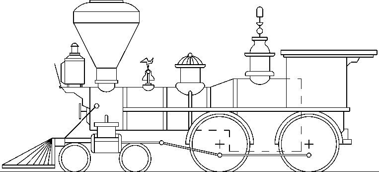 Desenho de uma locomotiva American