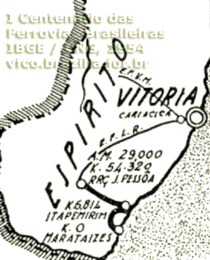 Mapa da Estrada de Ferro Itapemirim em 1954