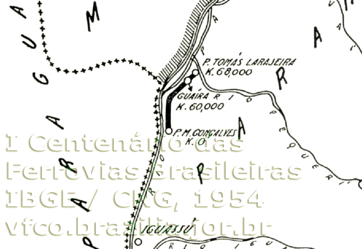 Mapa da Estrada de Ferro Mate Laranjeira em 1954