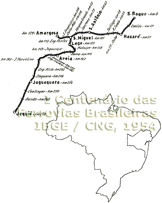 Localização da Estrada de Ferro Nazaré no mapa do Brasil