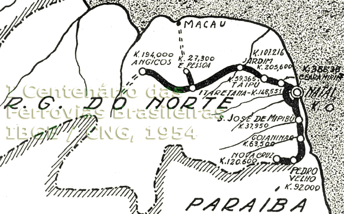 Mapa da Estrada de Ferro Sampaio Correia em 1954