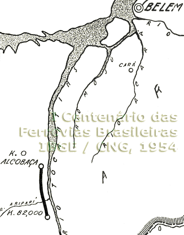 Mapa da Estrada de Ferro Tocantins em 1954