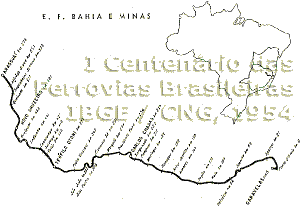 Mapa de localização da Estrada de Ferro Bahia e Minas