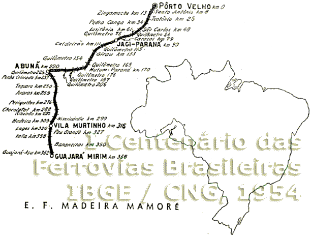 Localização da Estrada de Ferro Madeira-Mamoré no mapa do Brasil