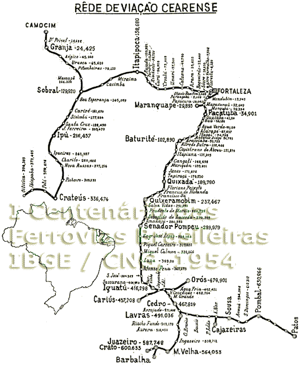 Localização da Rede de Viação Cearense no mapa do Brasil