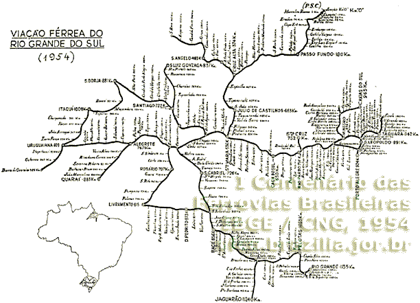 Mapa geral da VFRGS com links para os mapas ferroviários ampliados