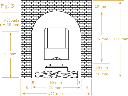 Desenho e medidas do portal do túnel, levando em consideração a altura dos trilhos, das locomotivas e dos vagões