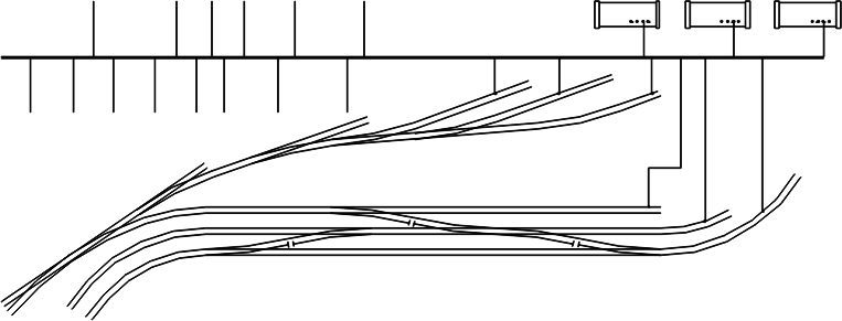 Esquema simplificado para ligação de todos os trilhos da maquete através de um fio comum