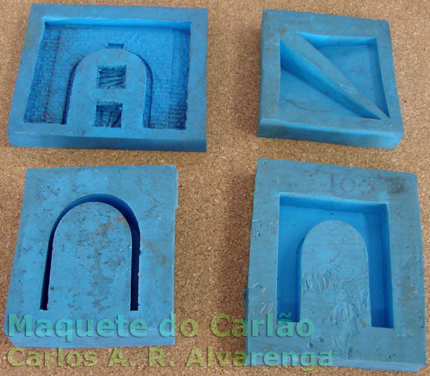 Moldes de diferentes portais e partes para diversificar o cenário da maquete de ferreomodelismo