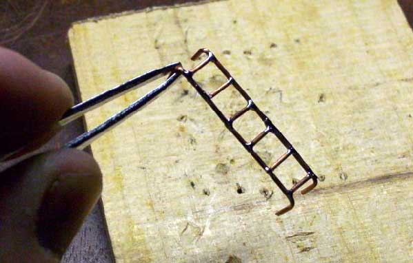 Confecção da escada em miniatura