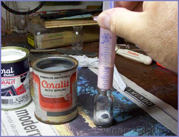 Preparação das tintas para a pintura do ferreomodelo