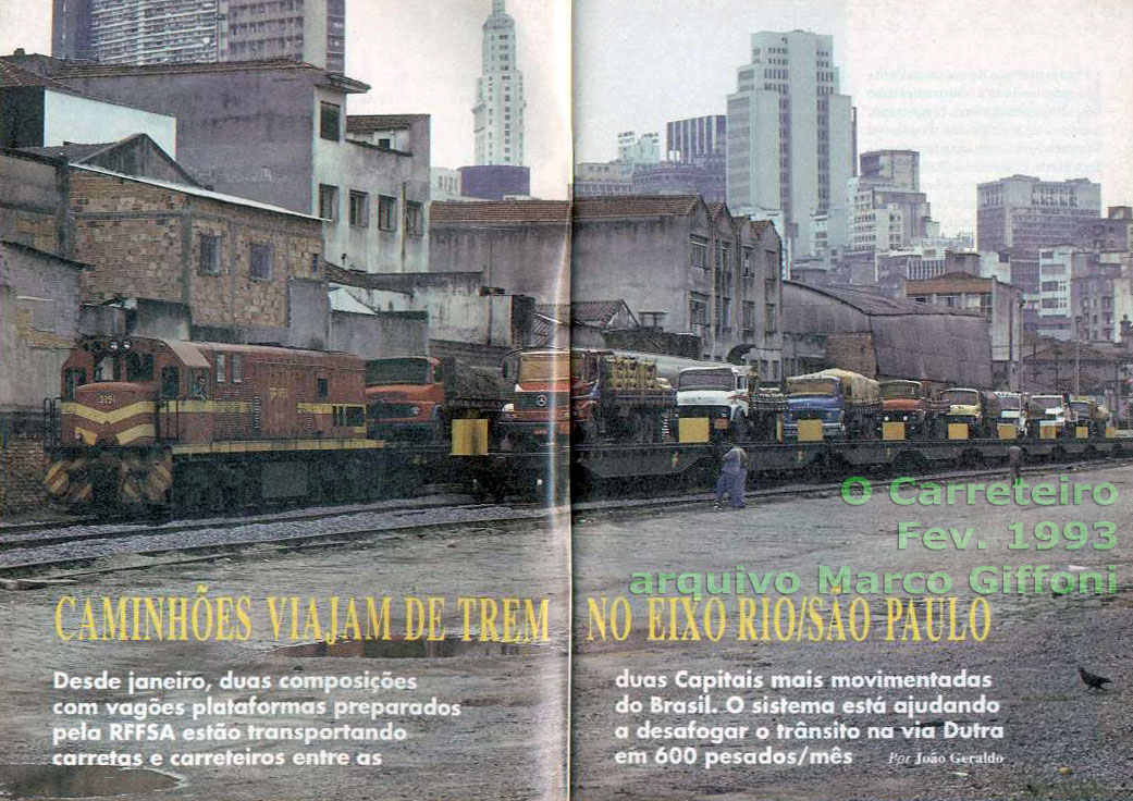 Reportagem de “O Carreteiro” sobre o Rodotrem Rio de Janeiro - São Paulo, no início de 1993