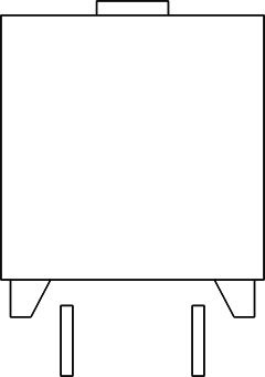 Desenho esquemático de um vagão fechado para granéis com escotilha no teto e descarga pelas laterais
