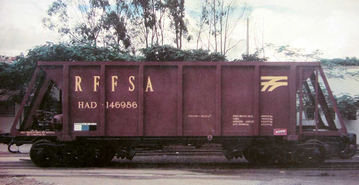 Vagão hopper aberto HAD da RFFSA - Rede Ferroviária Federal, construído pela Mafersa