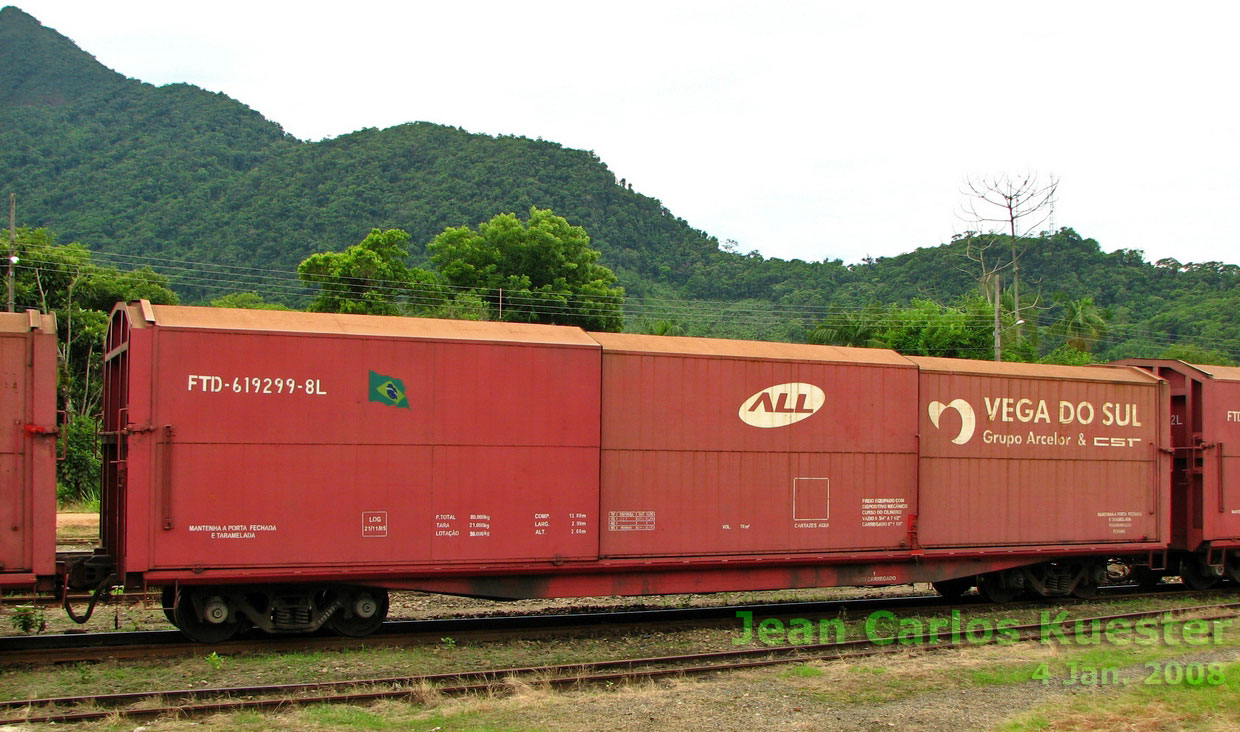 Vagão Telescópico FTD-619.299-8L - Vega do Sul , Grupo Arcelor e CST- ferrovia ALL - América Latina Logística