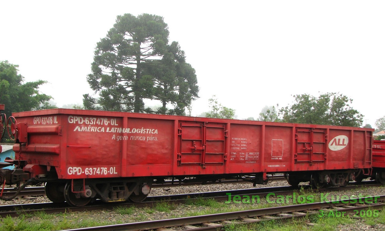 Vagão GPD-637.476-0L da ferrovia ALL - América Latina Logística