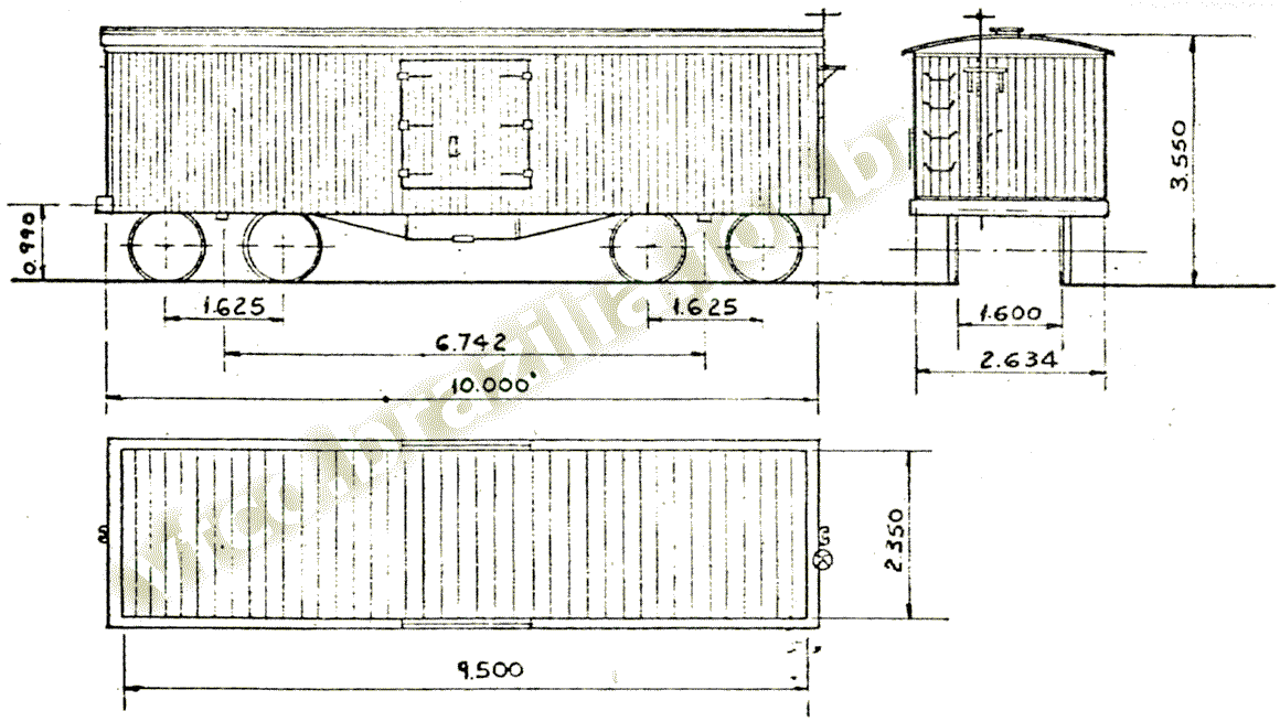 Desenhos e medidas dos vagões isotérmicos ID-1551-1552 da RFFSA Central contruídos pela Middletown Car em 1925