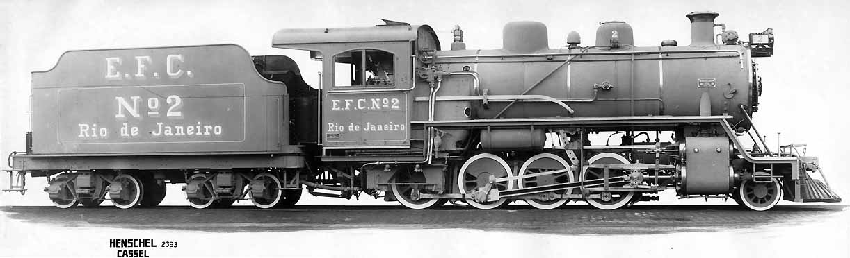 Locomotiva 2-8-0 e vapor superaquecido da Estrada de Ferro Central do Brasil*, construída pela Henschel