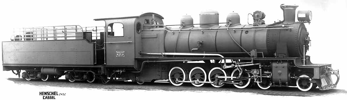 Locomotiva 4-8-2 de vapor superaquecido da Estrada de Ferro São Paulo e Minas, construída pela Henschel