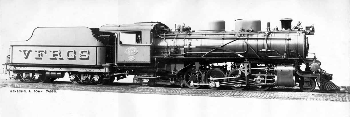 Locomotiva 2-8-2 de vapor superaquecido da VFRGS Viação Férrea do Rio Grande do Sul, construída pela Henschel