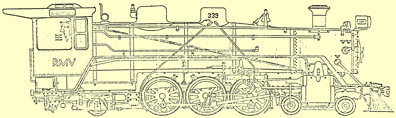 Desenho original da locomotiva nº 339 da EFOM - Estrada de Ferro Oeste de Minas